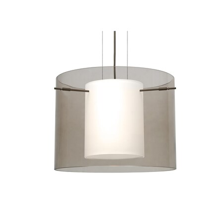 Besa Lighting Pahu 16 Cable Pendant, Trans. Smoke/Opal, Bronze Finish, 1x150W Incandescent 1KG-S00707-BR